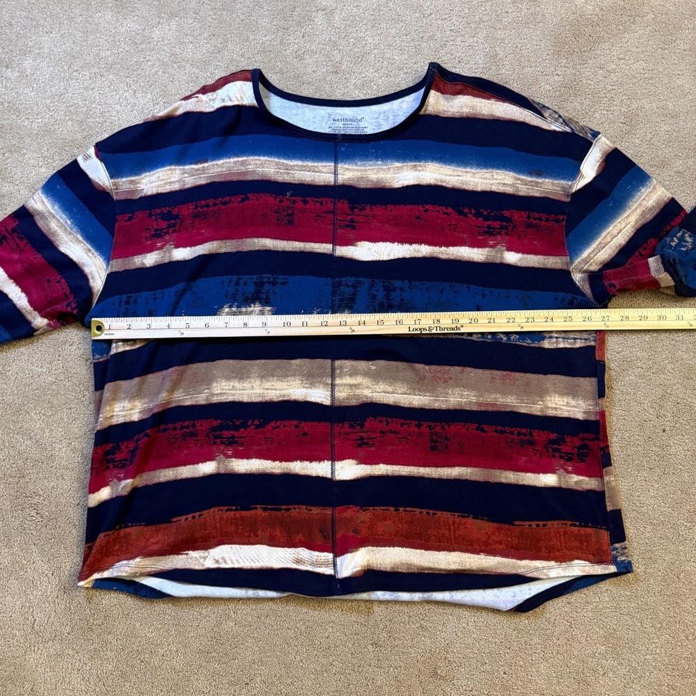 Westbound Woman 3X Striped Long Sleeve Top Red Blue Beige - Picture 4 of 7
